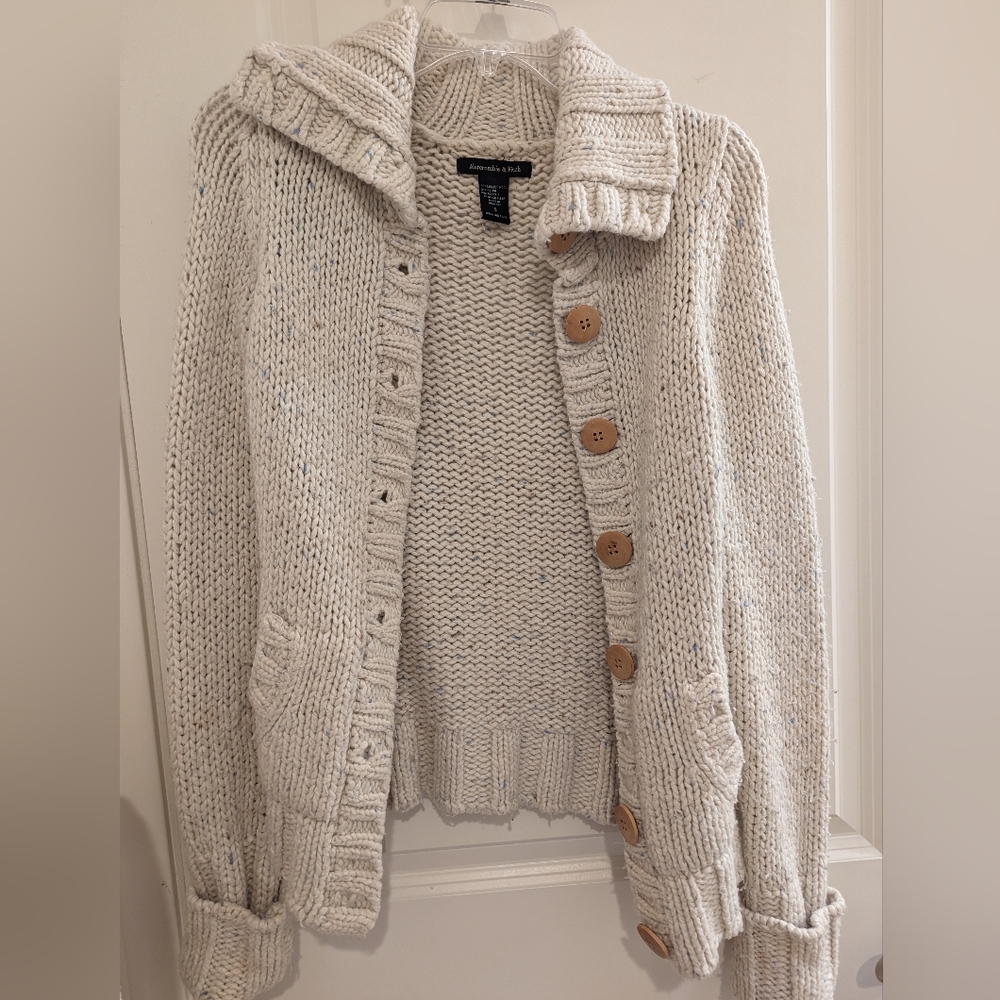 Abercrombie & Fitch Cream Sweater with Wooden Buttons